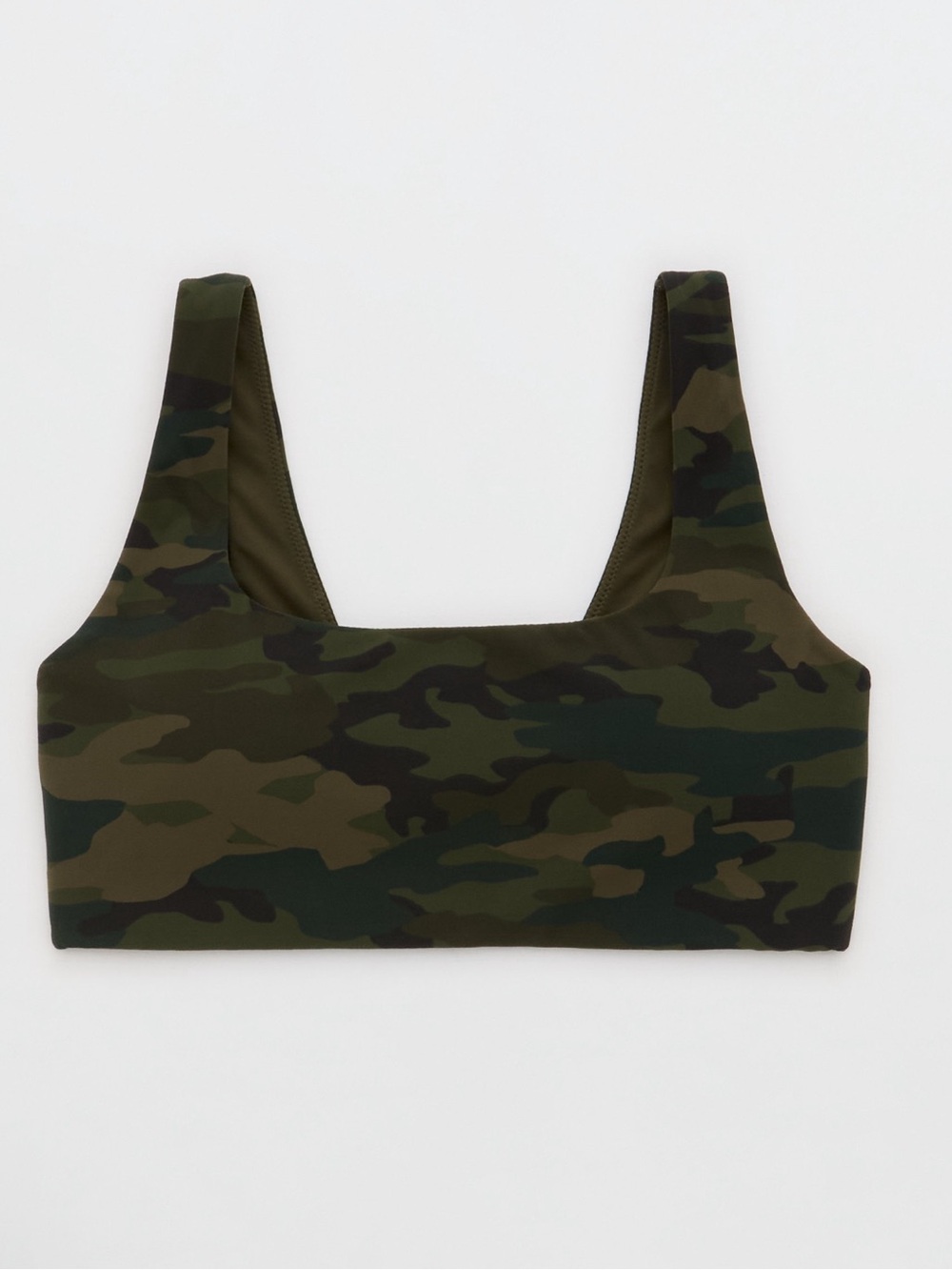 Camo Scoop Neck Sports Bra - Olive Green Camo